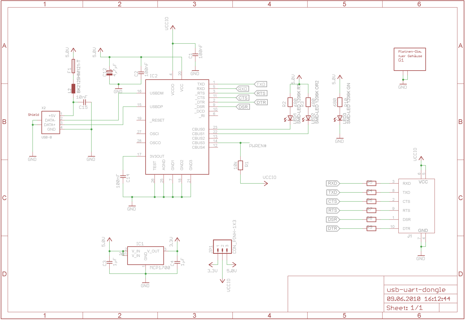 USB UART Dongle Schaltplan